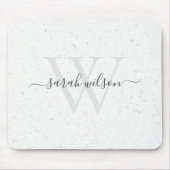 スクリプエレガントトテラッツォストーンアイボリーグレイモノグラム マウスパッド (正面)