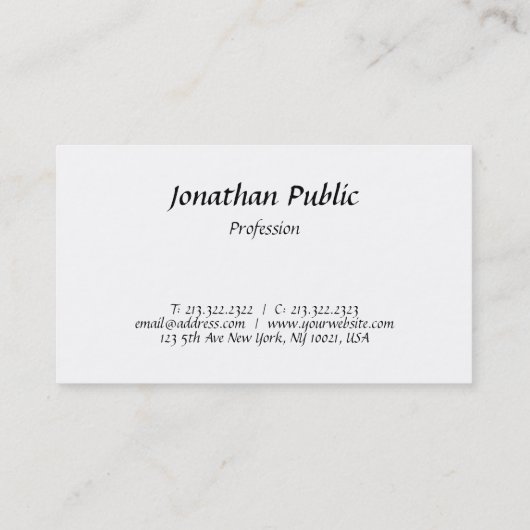 スクリプエレガントトデザインミニマルモダンリストプレーン 名刺 (裏面)