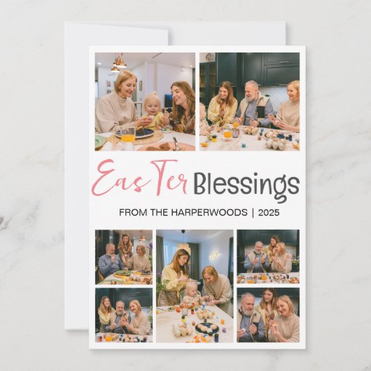 スクリプエレガントトハッピーイースターファミリーフォトコラージュ シーズンカード