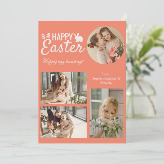 スクリプエレガントトハッピーイースターファミリーフォトコラージュ シーズンカード (スタンド正面)