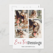 スクリプエレガントトハッピーイースターファミリーフォトコラージュ シーズンポストカード (正面/裏面)