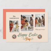 スクリプエレガントトハッピーイースターファミリー3枚の写真 シーズンカード (正面/裏面)