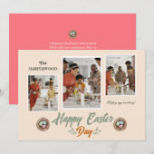 スクリプエレガントトハッピーイースターファミリー3枚の写真 シーズンカード (正面/裏面)