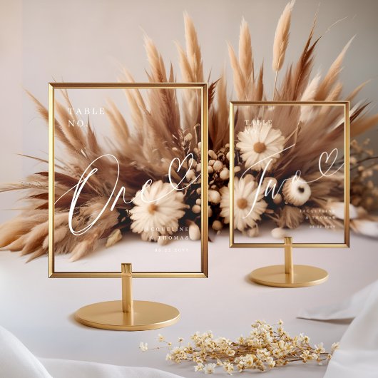 スクリプエレガントトハートの結婚テーブル番号7 アクリルサイン