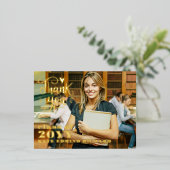 スクリプエレガントトハート写真卒業ありがとう 箔シーズンポストカード (立ち正面)