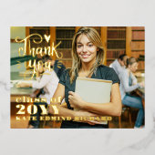 スクリプエレガントトハート写真卒業ありがとう 箔シーズンポストカード (正面)