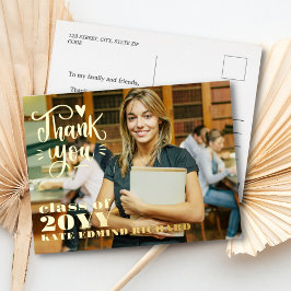 スクリプエレガントトハート写真卒業ありがとう 箔シーズンポストカード