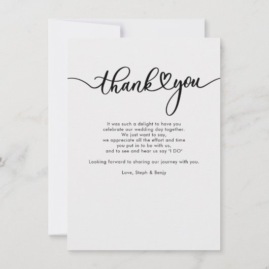 スクリプエレガントトハート結婚の写真ありがとう ノートカード (裏面)