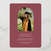 スクリプエレガントトバラピンク卒業アーチ写真 箔招待状 (裏面)