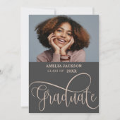 スクリプエレガントトバラ金ゴールド写真部卒業 招待状 (正面)