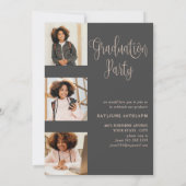 スクリプエレガントトバラ金ゴールド写真部卒業 招待状 (裏面)