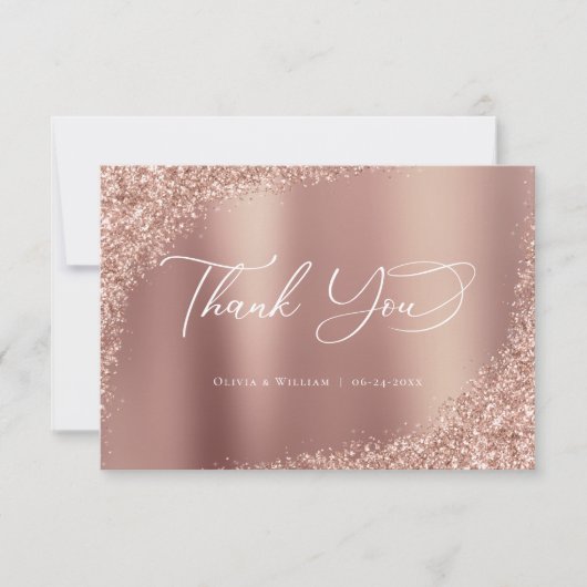 スクリプエレガントトバラ金ゴールド結婚の感謝 サンキューカード (正面)