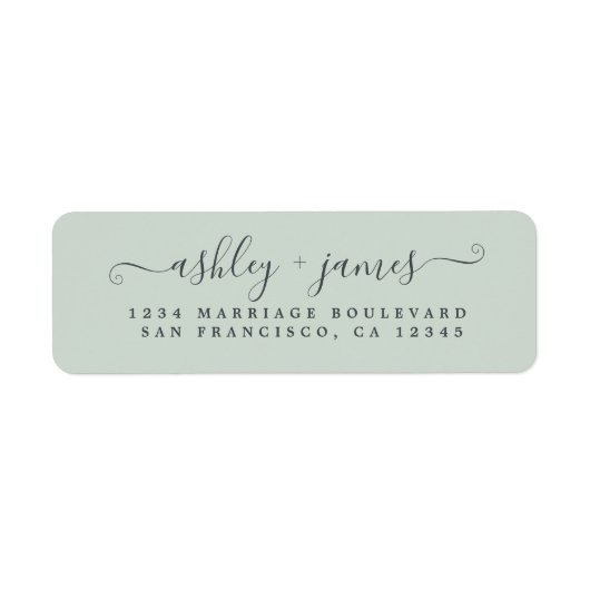 スクリプエレガントトパステルグリーン結婚ズ差出人住所 ラベル (正面)