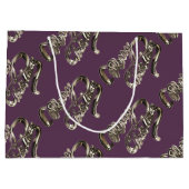 スクリプエレガントトパターンナス紫クリスマス ラージペーパーバッグ (裏面)
