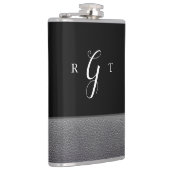 スクリプエレガントトパーソナライズされたモノグラムグレーレザー フラスク (右)