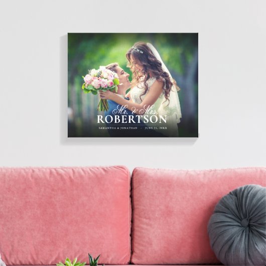 スクリプエレガントトパーソナライズされた結婚の キャンバスプリント (インサイチュ (リビング))