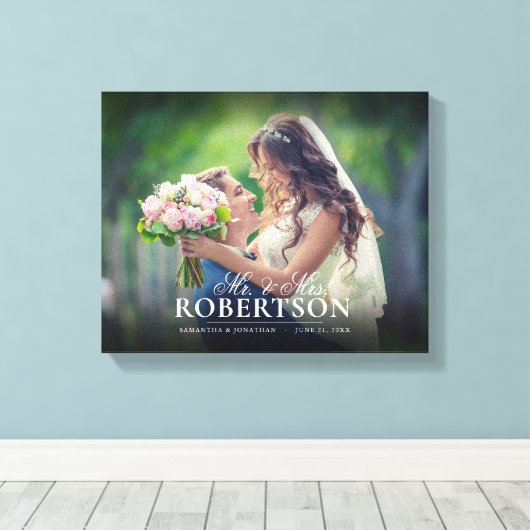 スクリプエレガントトパーソナライズされた結婚の キャンバスプリント (インサイチュ (ウッドフロア))
