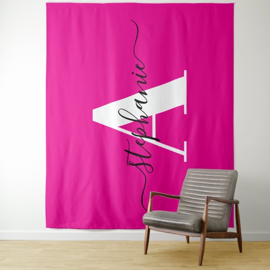 スクリプエレガントトビッグモノグラムAホットピンク タペストリー (インサイチュ)