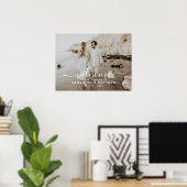 スクリプエレガントトビーチをテーマ結婚にしたウェルカムサイン ポスター (ホームオフィス)