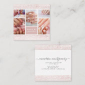 スクリプエレガントトピンクグリッターフォトコラージュネイルアート スクエア名刺 (正面/裏面)