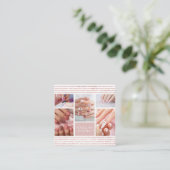 スクリプエレガントトピンクグリッターフォトコラージュネイルアート スクエア名刺 (スタンド正面)