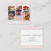 スクリプエレガントトピンクグリッターフォトコラージュベーカリー スクエア名刺 (正面/裏面)