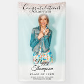 スクリプエレガントトピンクグリッター写真卒業 横断幕 (縦)