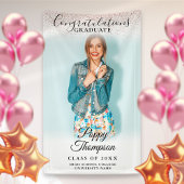 スクリプエレガントトピンクグリッター写真卒業 横断幕