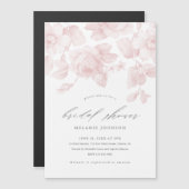 スクリプエレガントトピンクフローラブライダルシャワー マグネット招待状 (正面/裏面)