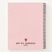 スクリプエレガントトピンクモノグラムアーティストスケッチブック ノートブック (裏面)