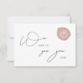 スクリプエレガントトピンクワックススタンプ企業のディナー 出欠カード (正面)