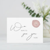 スクリプエレガントトピンクワックススタンプ企業のディナー 出欠カード (スタンド正面)