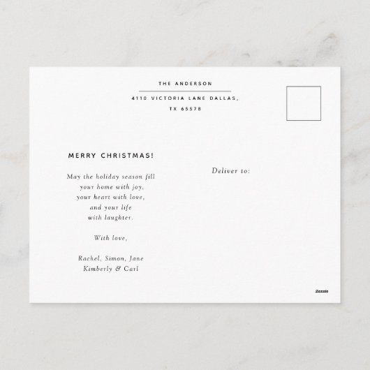 スクリプエレガントトファミリークリスマスフォトコラージュ シーズンポストカード (裏面)