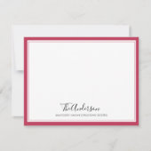 スクリプエレガントトファミリーマゼンタピンク四角縁ど色 ノートカード (正面)