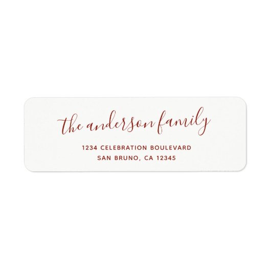スクリプエレガントトファミリー名ホリデー差出人住所 ラベル (正面)