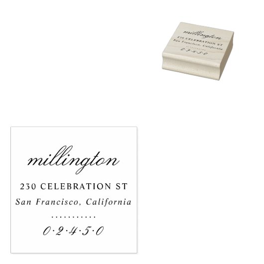 スクリプエレガントトファミリ名と差出人住所フォーマル ラバースタンプ (押印)