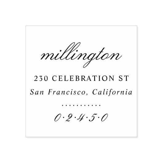 スクリプエレガントトファミリ名と差出人住所フォーマル ラバースタンプ (インプリント)