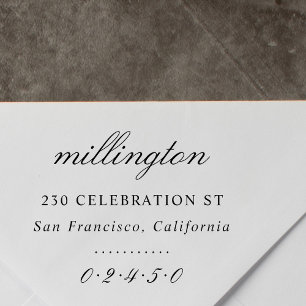 スクリプエレガントトファミリ名と差出人住所フォーマル ラバースタンプ