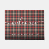 スクリプエレガントトファミリ名のプレイドパターン ドアマット (正面)