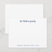 スクリプエレガントトファミリ姓ネイビーブルー ノートカード (正面/裏面)