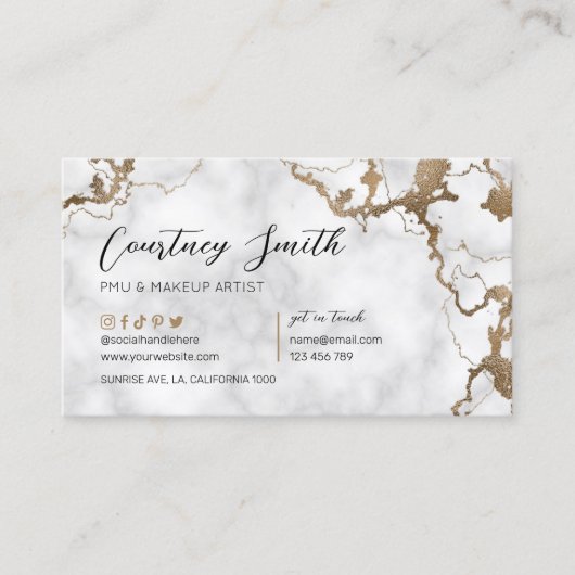 スクリプエレガントトフェイク金ゴールド大理石モダン] 名刺 (正面)