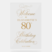 スクリプエレガントトフェイク金ゴールド誕生日へようこそ アクリルサイン (正面)