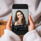 スクリプエレガントトフォトオーバーレイブルー卒業パーティー 招待状