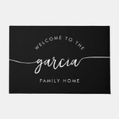 スクリプエレガントトフォントパーソナライズされたファミリ名 ドアマット (正面)