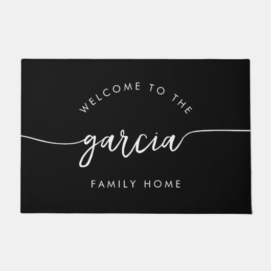スクリプエレガントトフォントパーソナライズされたファミリ名 ドアマット (正面)