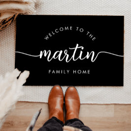 スクリプエレガントトフォントパーソナライズされたファミリ名 ドアマット