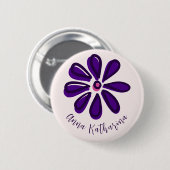 スクリプエレガントトフォント名パープルフラワードードル 缶バッジ (正面&裏面)