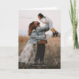 スクリプエレガントトフォント平和の愛+喜びクリスマスの写真 カード