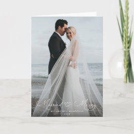 スクリプエレガントトフォント結婚した+メリークリスマスフォト カード