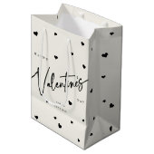 スクリプエレガントトフォント+ハートバレンタインデー ミディアムペーパーバッグ (正面アングル)